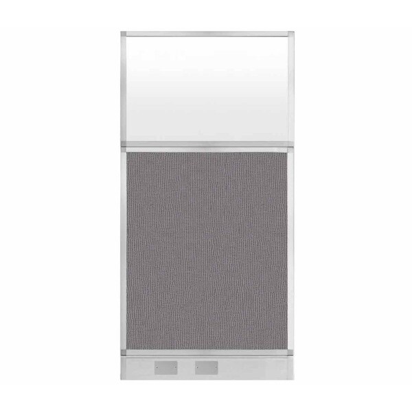 Hush Panel Configurable Cubicle Partition 3' x 6' Slate Fabric Frosted Window w/ Cable Channel